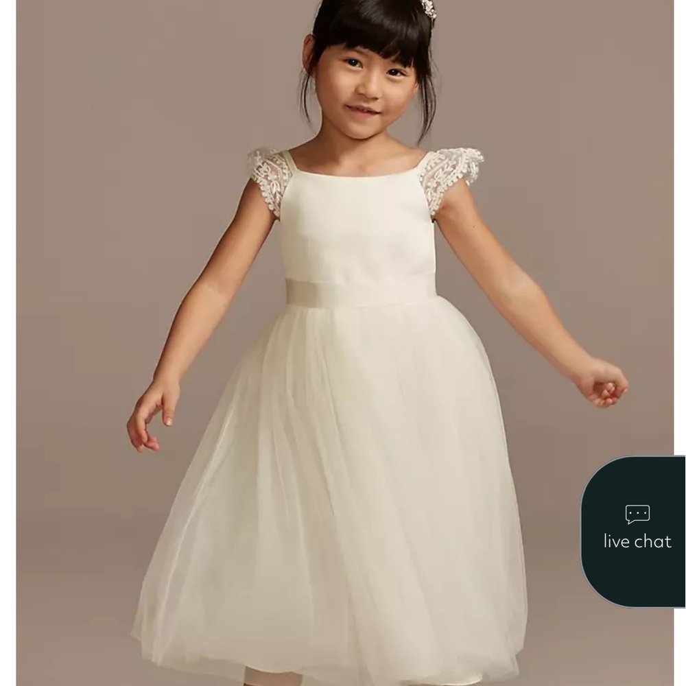 David’s Bridal Flower Girl Dress Crochet Cap Sleeve 2T